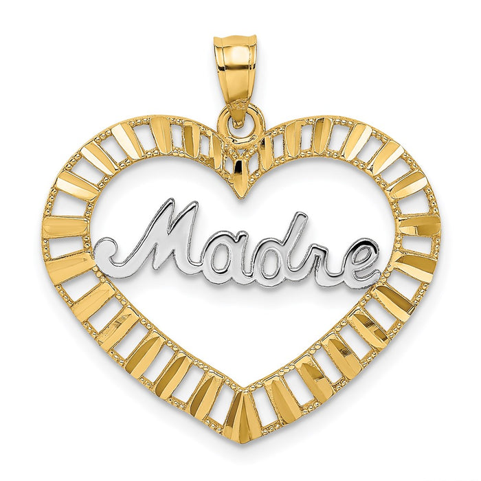 Million Charms 14K Yellow Gold Themed With Rhodium-plated Madre In Heart Charm