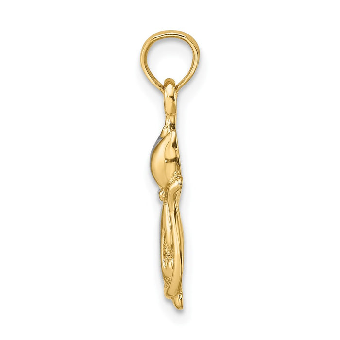 Million Charms 14K Yellow Gold Themed With Rhodium-Plated Polished & 2-D Cat & Kitten Charm