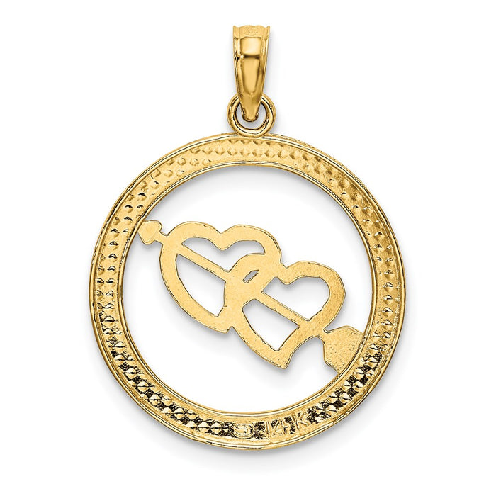Million Charms 14K Yellow Gold Themed Diamond-Cut With Rhodium-Plated Heart & Arrow Charm