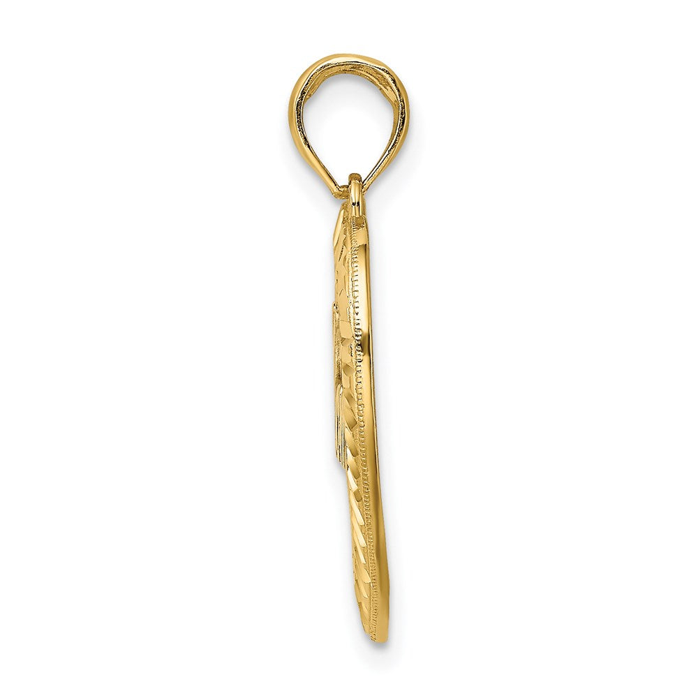 Million Charms 14K Yellow Gold Themed With Rhodium-Plated & Diamond-Cut Heart Frame Mom Charm