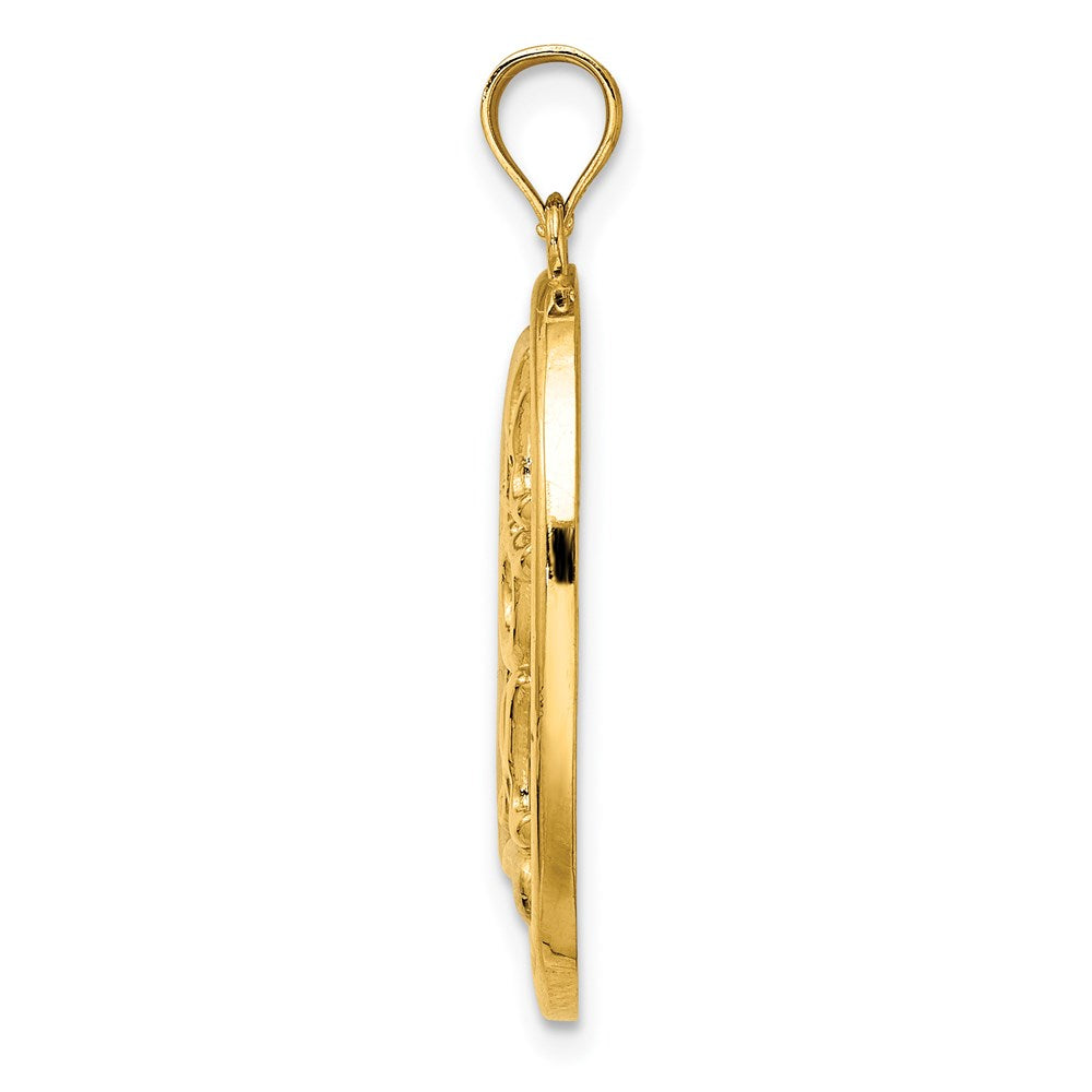 Million Charms 14K Yellow Gold Themed With Rhodium-Plated #1 Mom In Oval Frame Charm