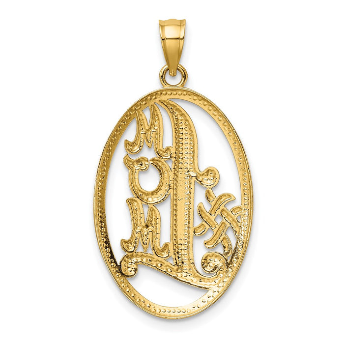 Million Charms 14K Yellow Gold Themed With Rhodium-Plated #1 Mom In Oval Frame Charm