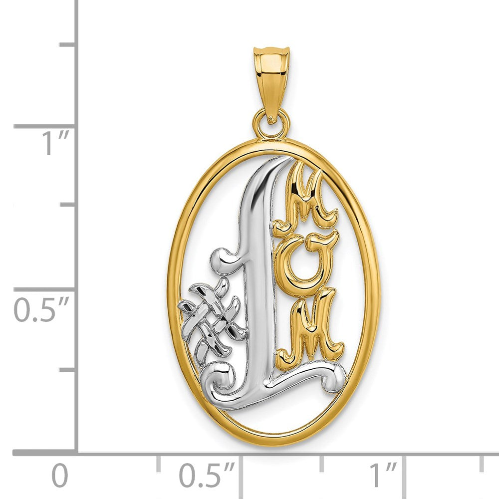 Million Charms 14K Yellow Gold Themed With Rhodium-Plated #1 Mom In Oval Frame Charm