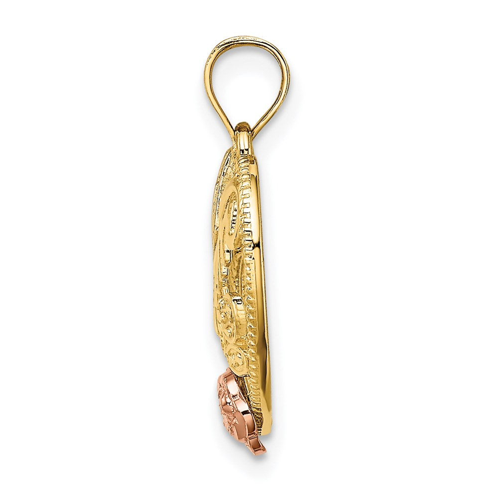 Million Charms 14K Yellow & Rose Gold Themed With Rhodium-Plated #1 Mom In Heart Charm