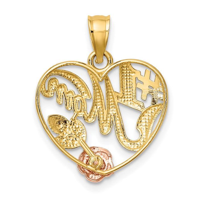 Million Charms 14K Yellow & Rose Gold Themed With Rhodium-Plated #1 Mom In Heart Charm
