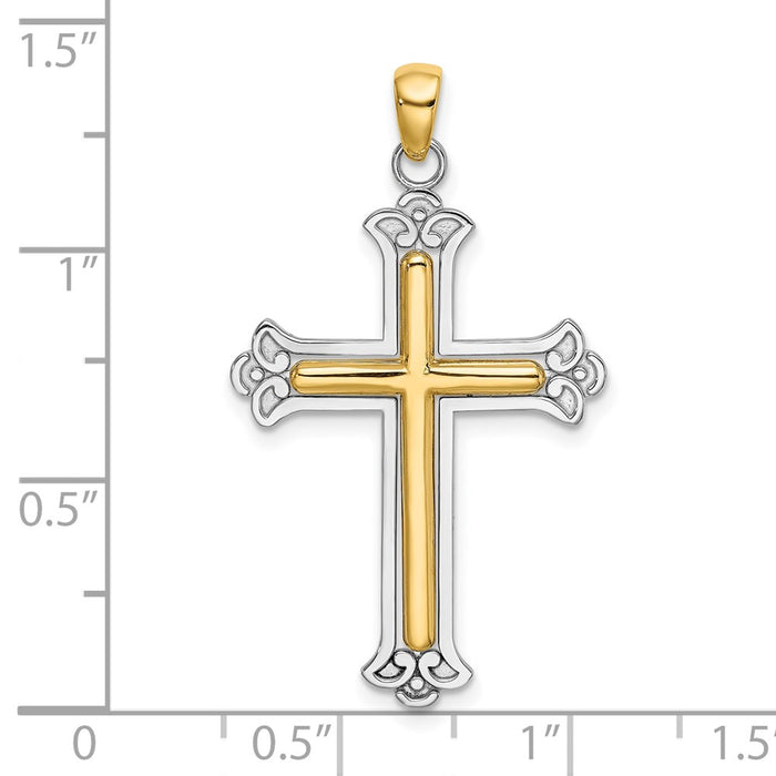 Million Charms 14K Two-Tone Polished Relgious Cross Charm