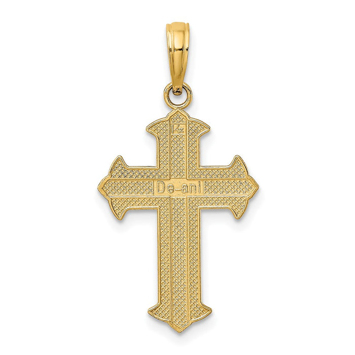 Million Charms 14K Yellow Gold Themed With Rhodium-Plated Diamond-Cut Relgious Cross Charm