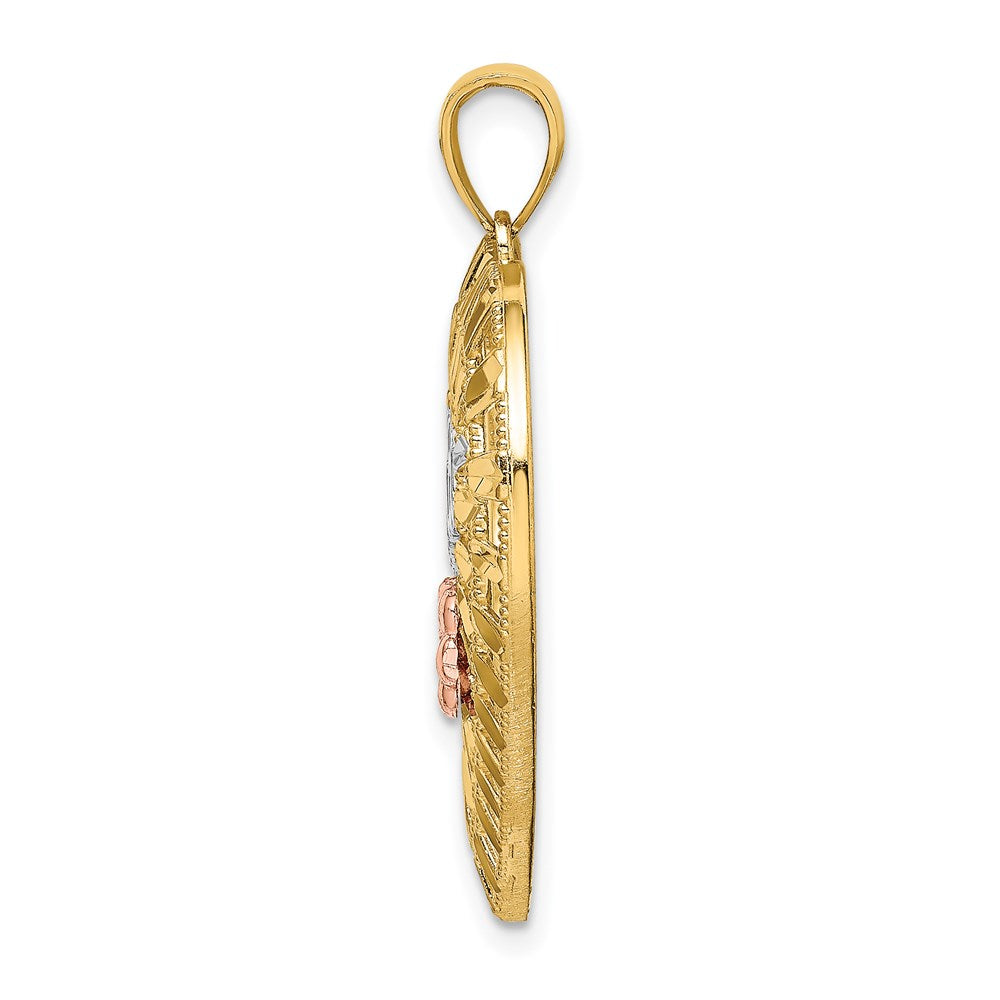 Million Charms 14K Yellow & Rose Gold Themed With Rhodium-plated Nana In Heart With Flowers Charm