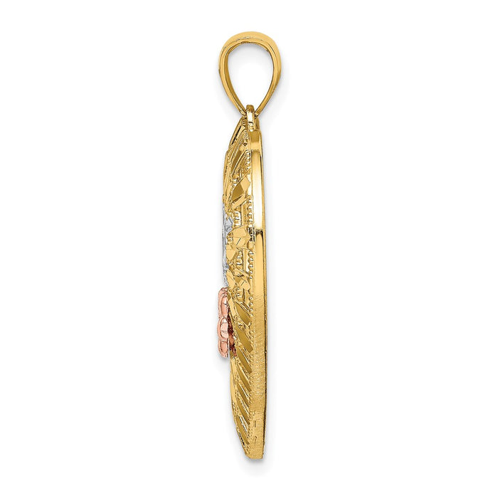 Million Charms 14K Yellow & Rose Gold Themed With Rhodium-plated Nana In Heart With Flowers Charm