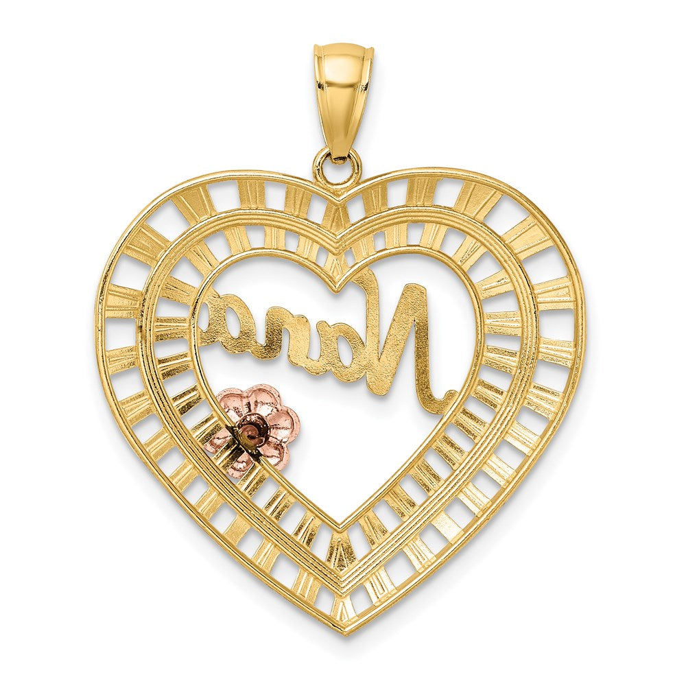 Million Charms 14K Yellow & Rose Gold Themed With Rhodium-plated Nana In Heart With Flowers Charm