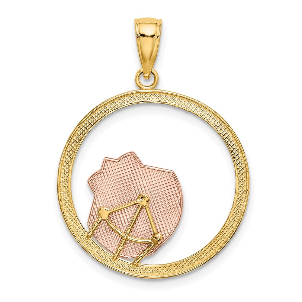 Million Charms 14K Tri-Color Scallop Shell In Round Frame Charm