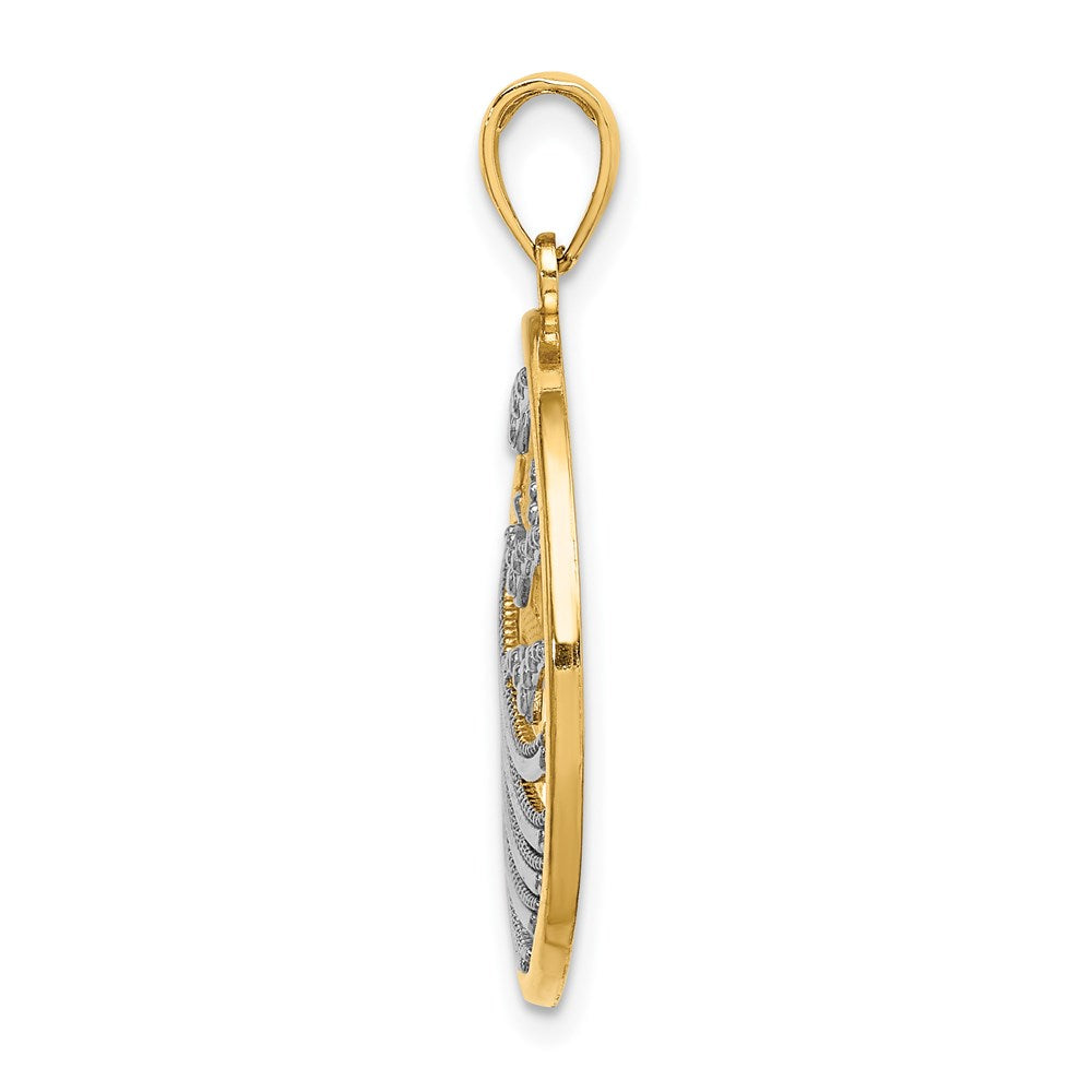 Million Charms 14K Yellow Gold Themed With Rhodium-Plated Sunset, Water & Seagulls In Found Frame Charm