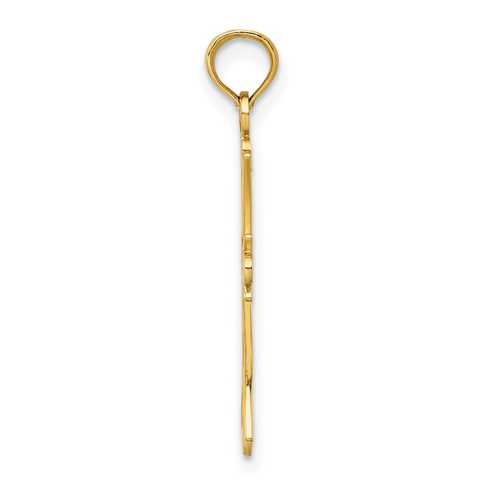 Million Charms 14K Yellow Gold Themed With Rhodium-Plated Textured Relgious Cross Charm