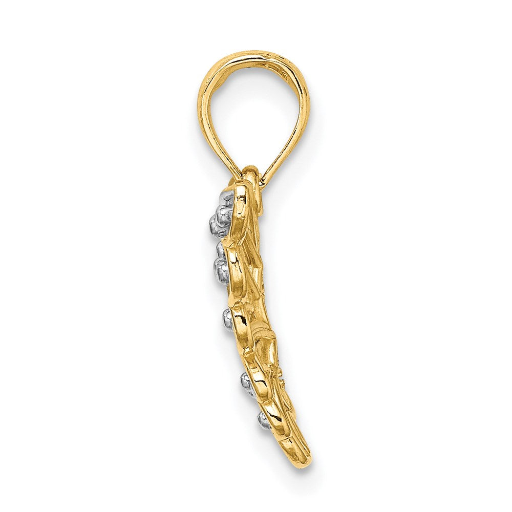 Million Charms 14K Yellow Gold Themed With Rhodium-Plated Diamond-Cut Butterfly Charm