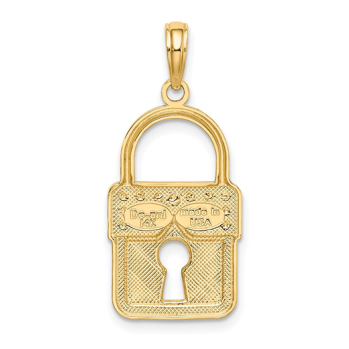 Million Charms 14K Yellow Gold Themed With Rhodium-plated Lock Charm