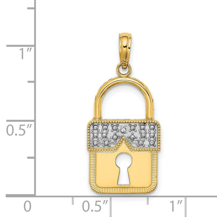 Million Charms 14K Yellow Gold Themed With Rhodium-plated Lock Charm