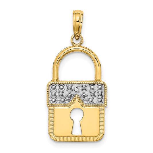 Million Charms 14K Yellow Gold Themed With Rhodium-plated Lock Charm