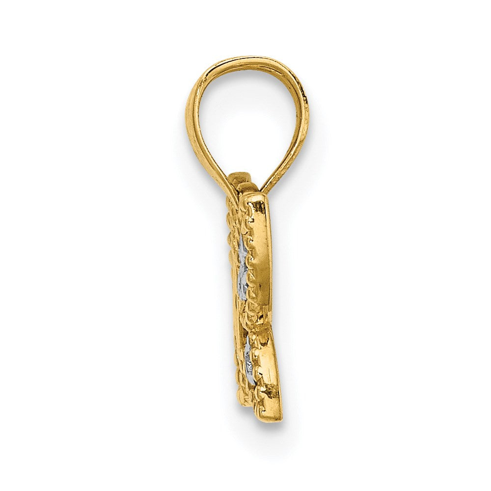 Million Charms 14K Yellow Gold Themed With Rhodium-Plated Mini Diamond-Cut Butterfly Charm