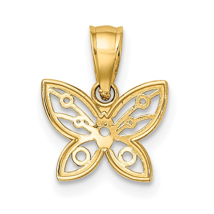 Million Charms 14K Yellow Gold Themed With Rhodium-Plated Mini Diamond-Cut Butterfly Charm