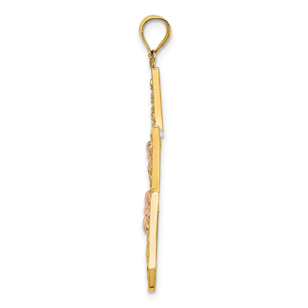 Million Charms 14K Yellow & Rose Gold Themed With Rhodium-plated Star With Flowers Charm