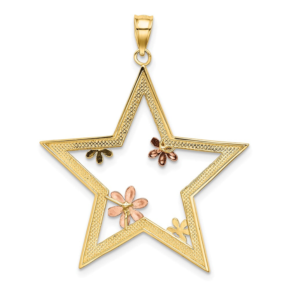 Million Charms 14K Yellow & Rose Gold Themed With Rhodium-plated Star With Flowers Charm