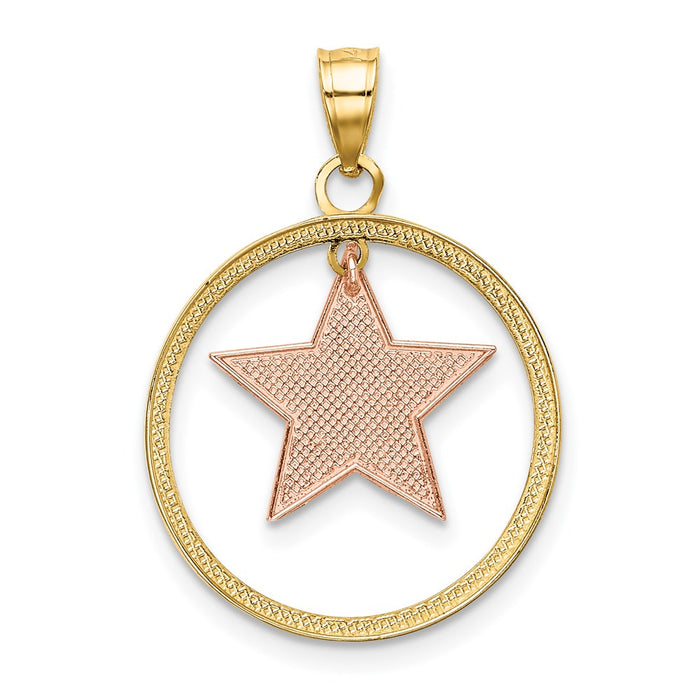 Million Charms 14K Yellow & Rose Gold Themed With Rhodium-plated Star In Frame Moveable Charm