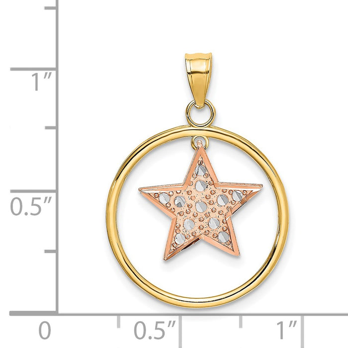 Million Charms 14K Yellow & Rose Gold Themed With Rhodium-plated Star In Frame Moveable Charm