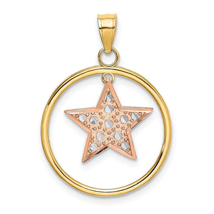 Million Charms 14K Yellow & Rose Gold Themed With Rhodium-plated Star In Frame Moveable Charm