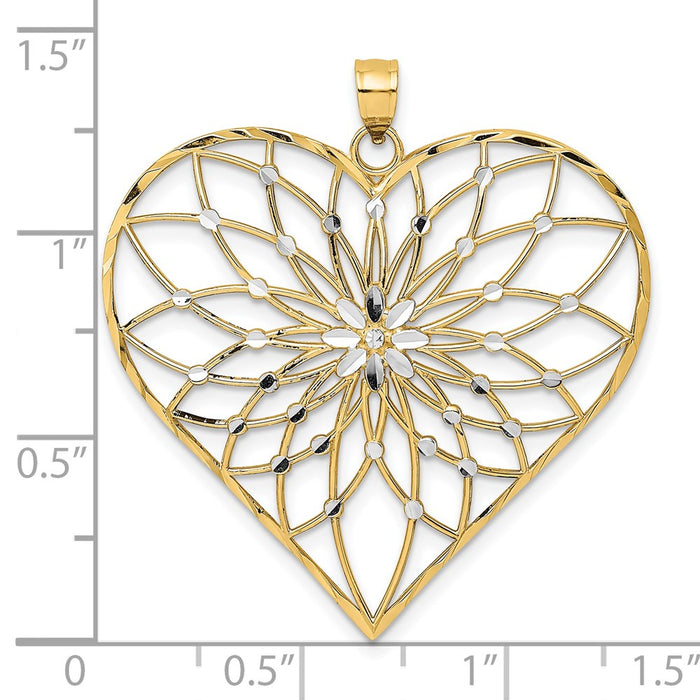 Million Charms 14K Yellow Gold Themed With Rhodium-Plated & Diamond-Cut Heart Charm