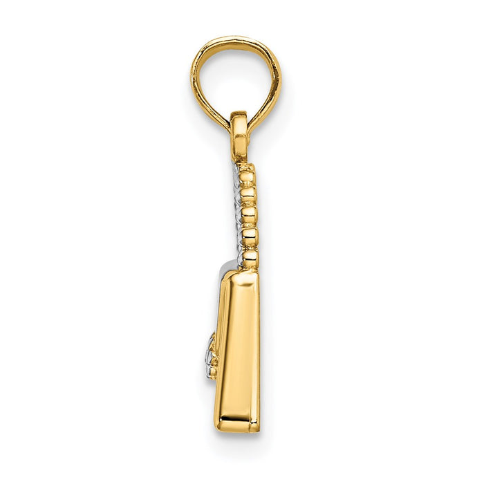 Million Charms 14K Yellow Gold Themed With Rhodium-Plated 2-D Purse Charm