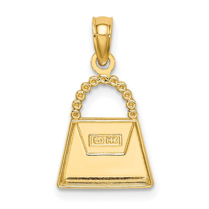 Million Charms 14K Yellow Gold Themed With Rhodium-Plated 2-D Purse Charm