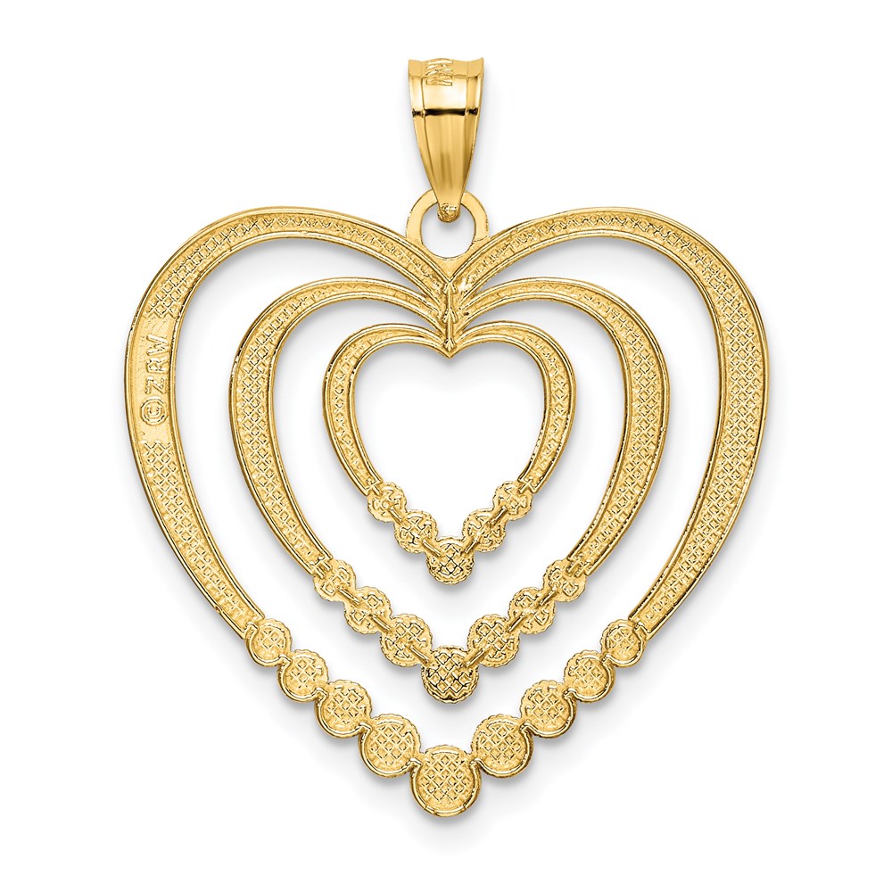Million Charms 14K Yellow Gold Themed With Rhodium-Plated & Diamond-Cut Polished Hearts Charm