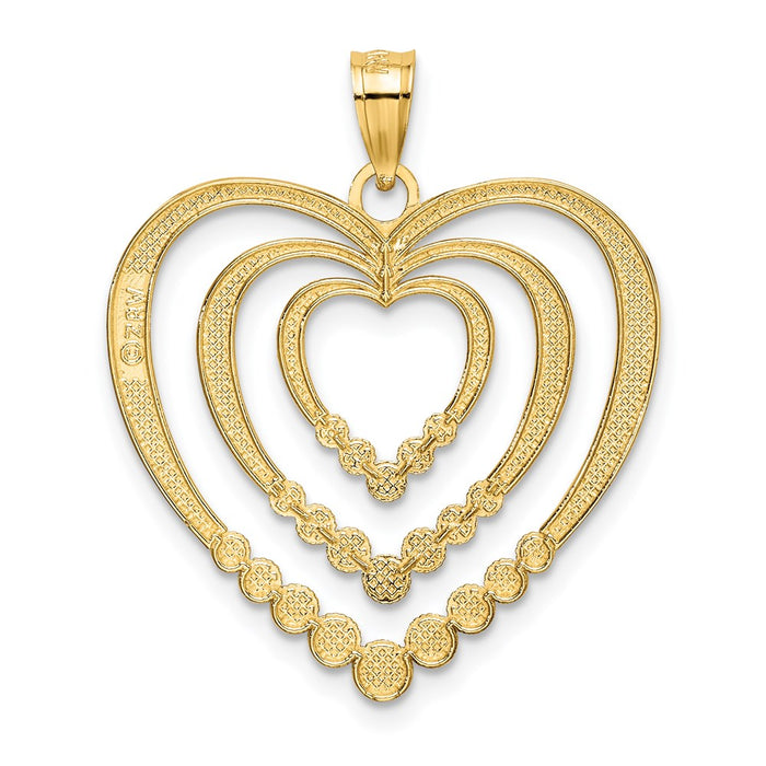 Million Charms 14K Yellow Gold Themed With Rhodium-Plated & Diamond-Cut Polished Hearts Charm