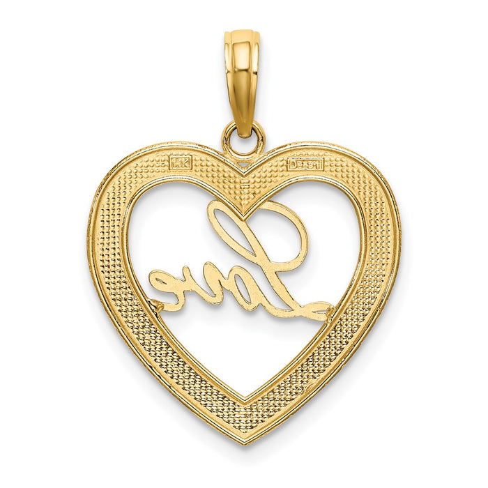 Million Charms 14K Yellow Gold Themed With Rhodium-Plated Diamond-Cut Love Heart Charm