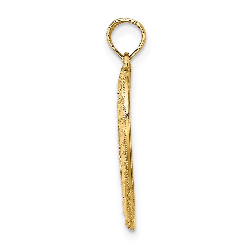 Million Charms 14K Yellow Gold Themed With Rhodium-Plated Diamond-Cut Heart Frame Grandma Charm