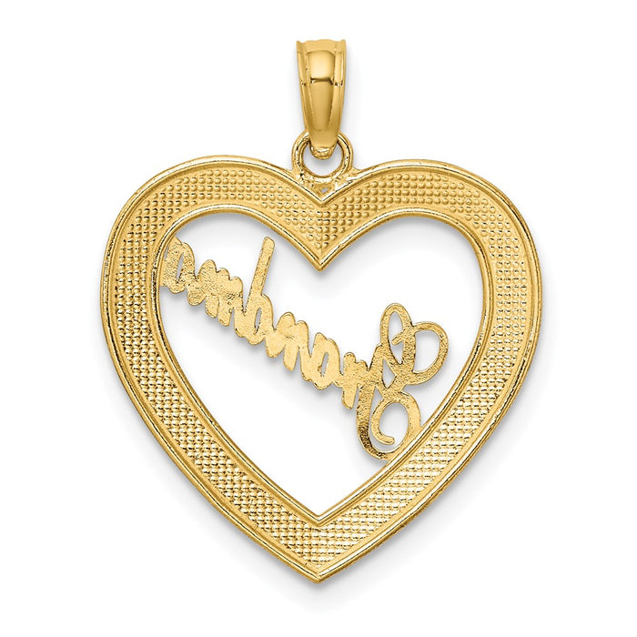 Million Charms 14K Yellow Gold Themed With Rhodium-Plated Diamond-Cut Heart Frame Grandma Charm