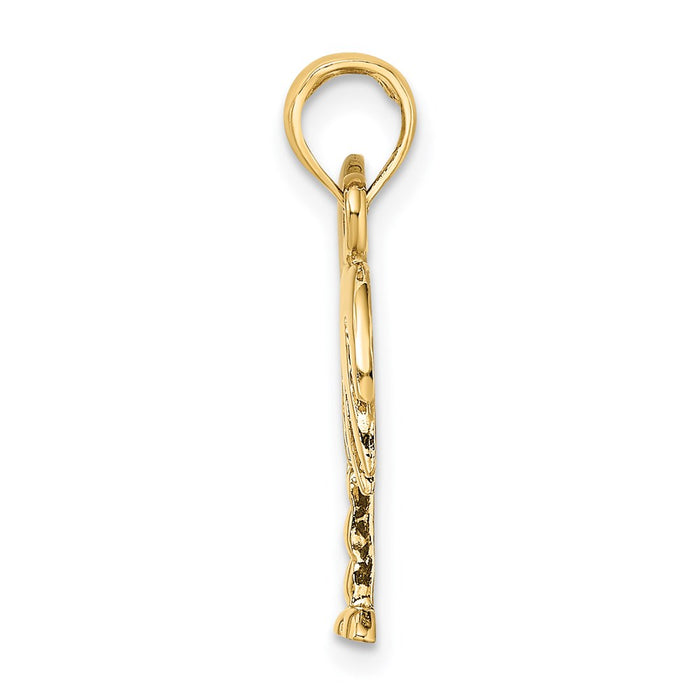 Million Charms 14K Yellow Gold Themed With Rhodium-Plated & Polished Charelston Palm Tree Charm