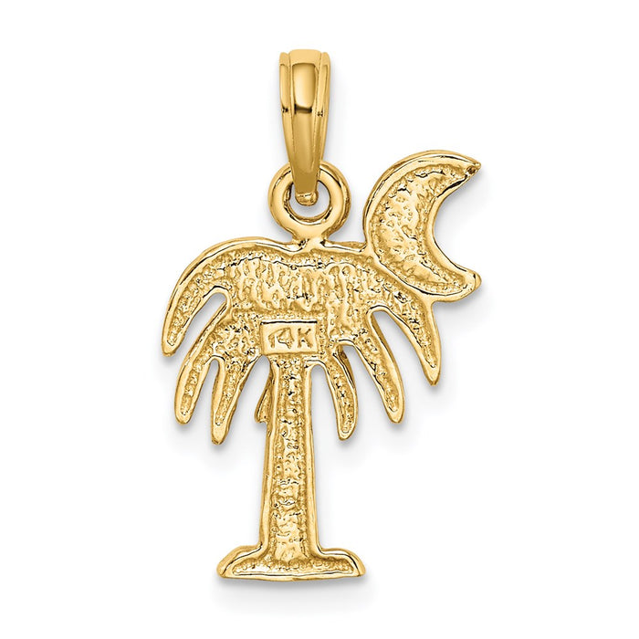 Million Charms 14K Yellow Gold Themed With Rhodium-Plated & Polished Charelston Palm Tree Charm