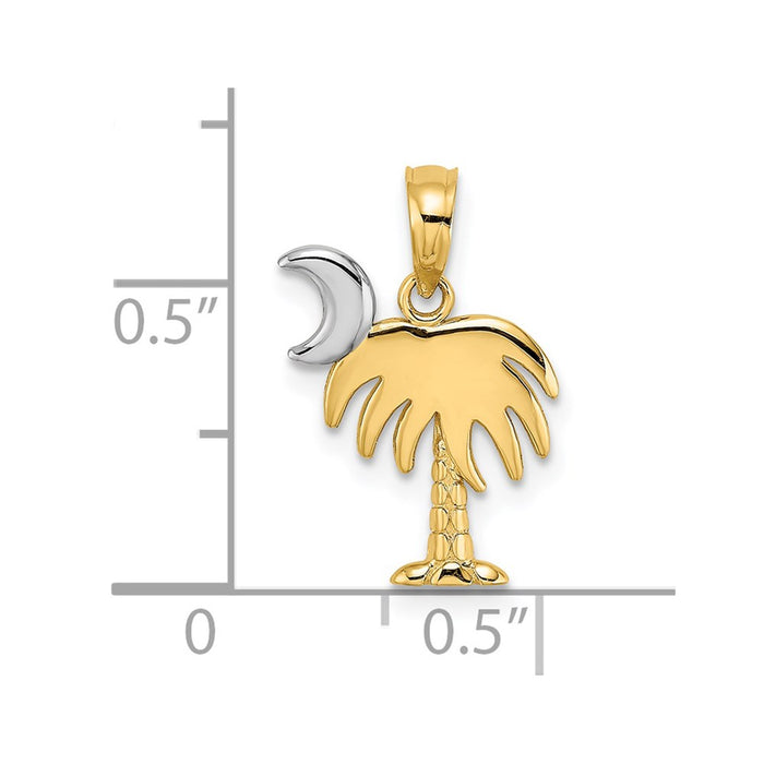 Million Charms 14K Yellow Gold Themed With Rhodium-Plated Charleston Palm Tree Charm