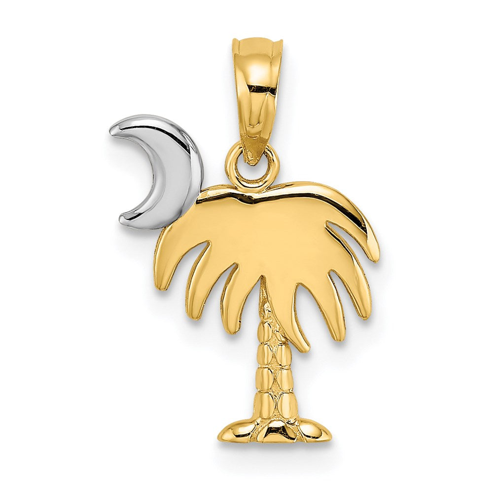 Million Charms 14K Yellow Gold Themed With Rhodium-Plated Charleston Palm Tree Charm