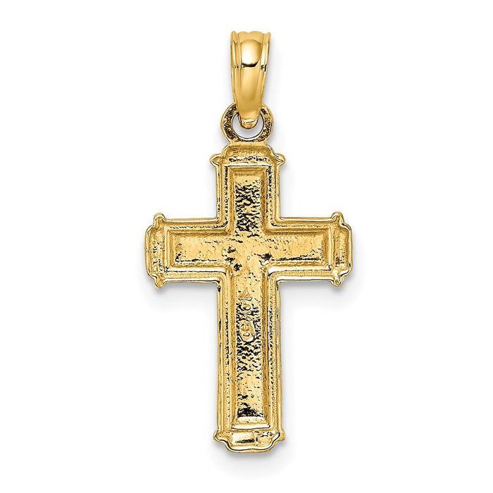 Million Charms 14K With Rhodium-Plated & Polished Block Relgious Crucifix Inri Charm