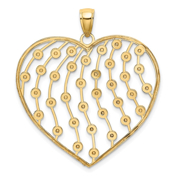 Million Charms 14K Yellow Gold Themed With Rhodium-Plated & Diamond-Cut Beaded Heart Charm