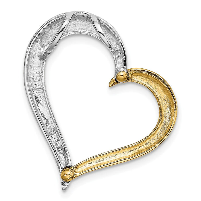 Million Charms 14K With Rhodium-Plated Textured & Polished Heart Charm