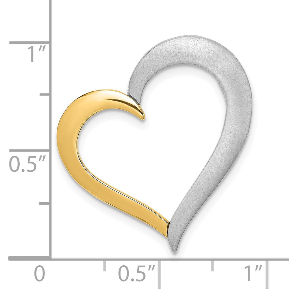 Million Charms 14K With Rhodium-Plated Textured & Polished Heart Charm