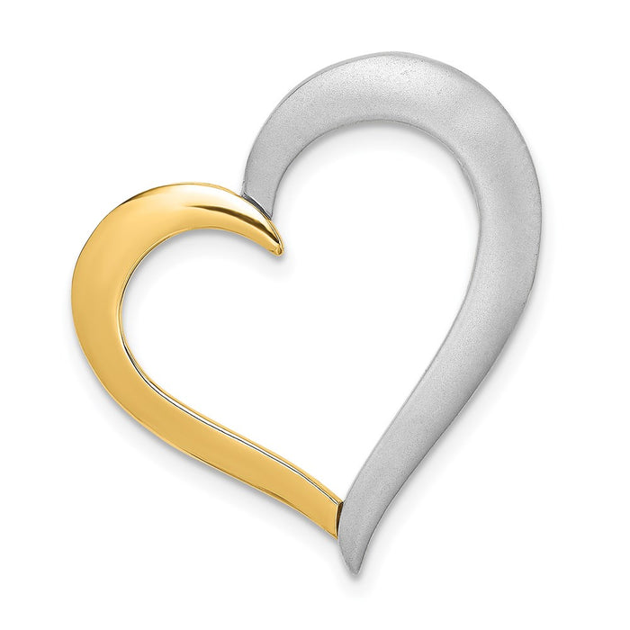 Million Charms 14K With Rhodium-Plated Textured & Polished Heart Charm
