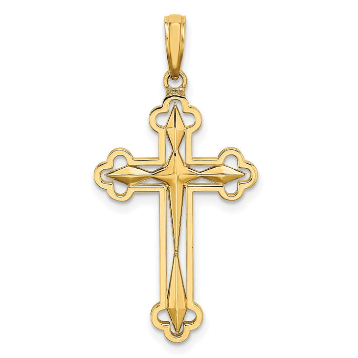 Million Charms 14K Yellow Gold Themed With Rhodium-Plated & Diamond-Cut Reversible Relgious Cross Charm