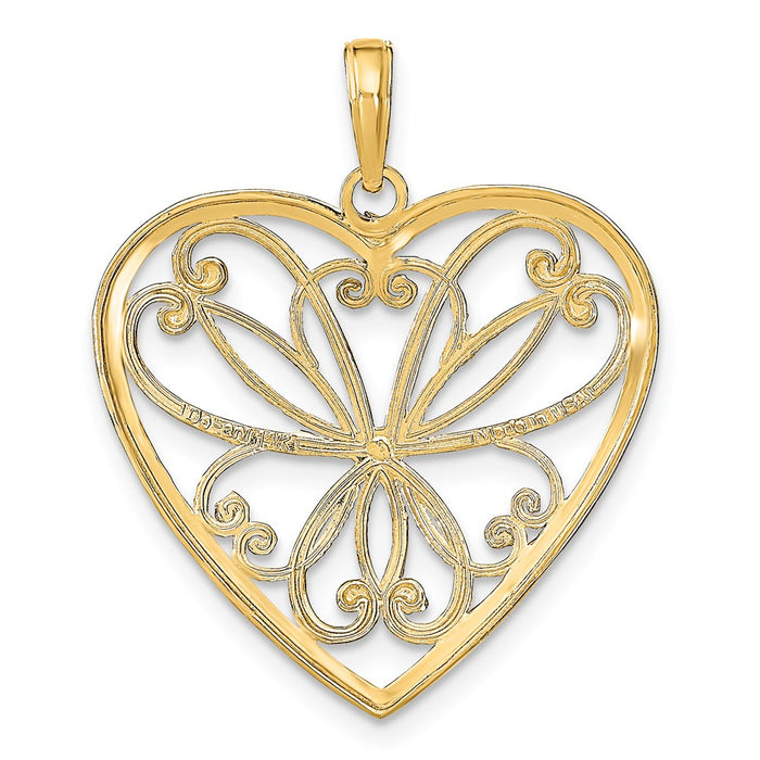 Million Charms 14K Yellow Gold Themed With Rhodium-Plated & Filigree Heart Charm