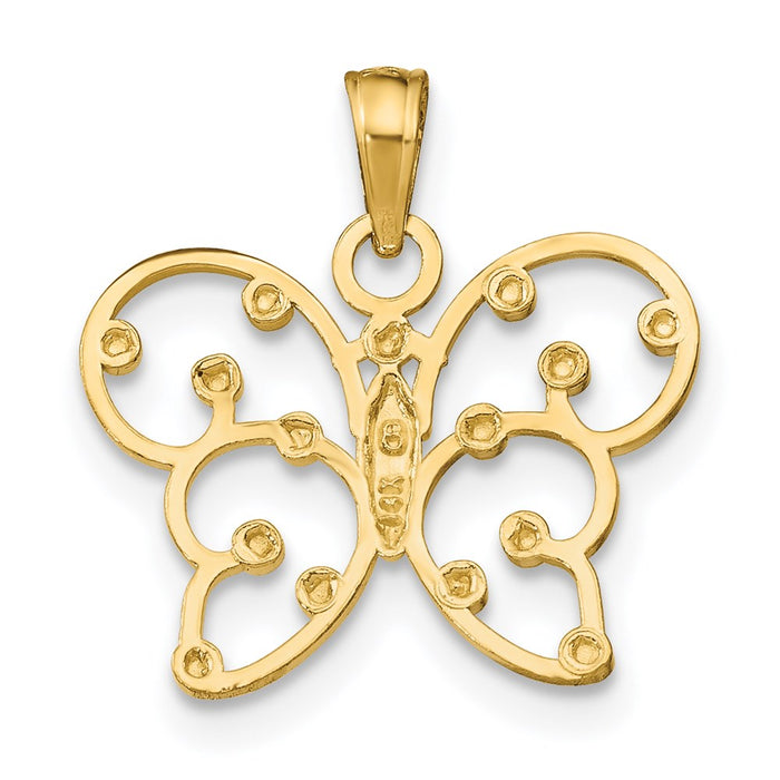 Million Charms 14K Yellow Gold Themed With Rhodium-Plated Butterfly Charm