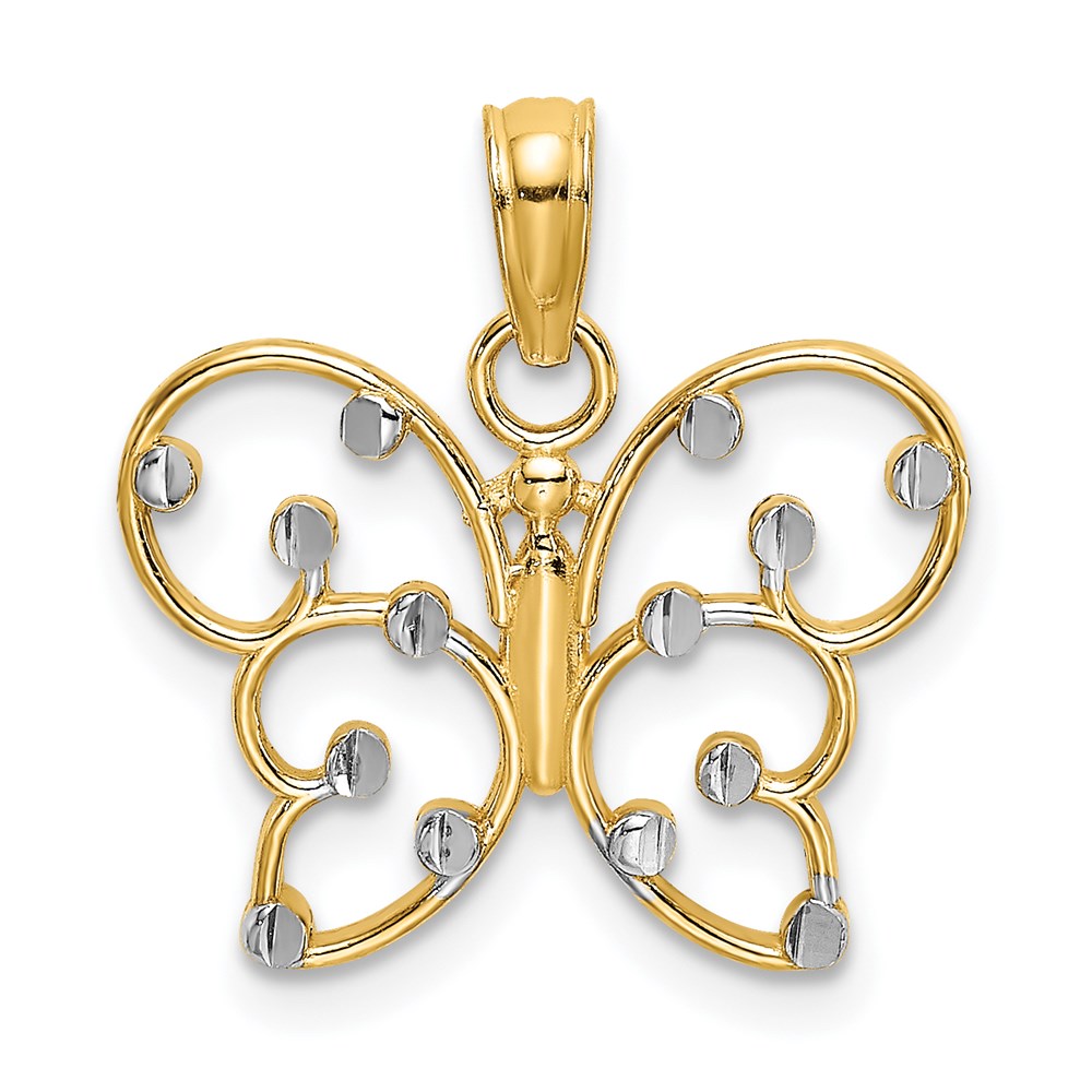 Million Charms 14K Yellow Gold Themed With Rhodium-Plated Butterfly Charm