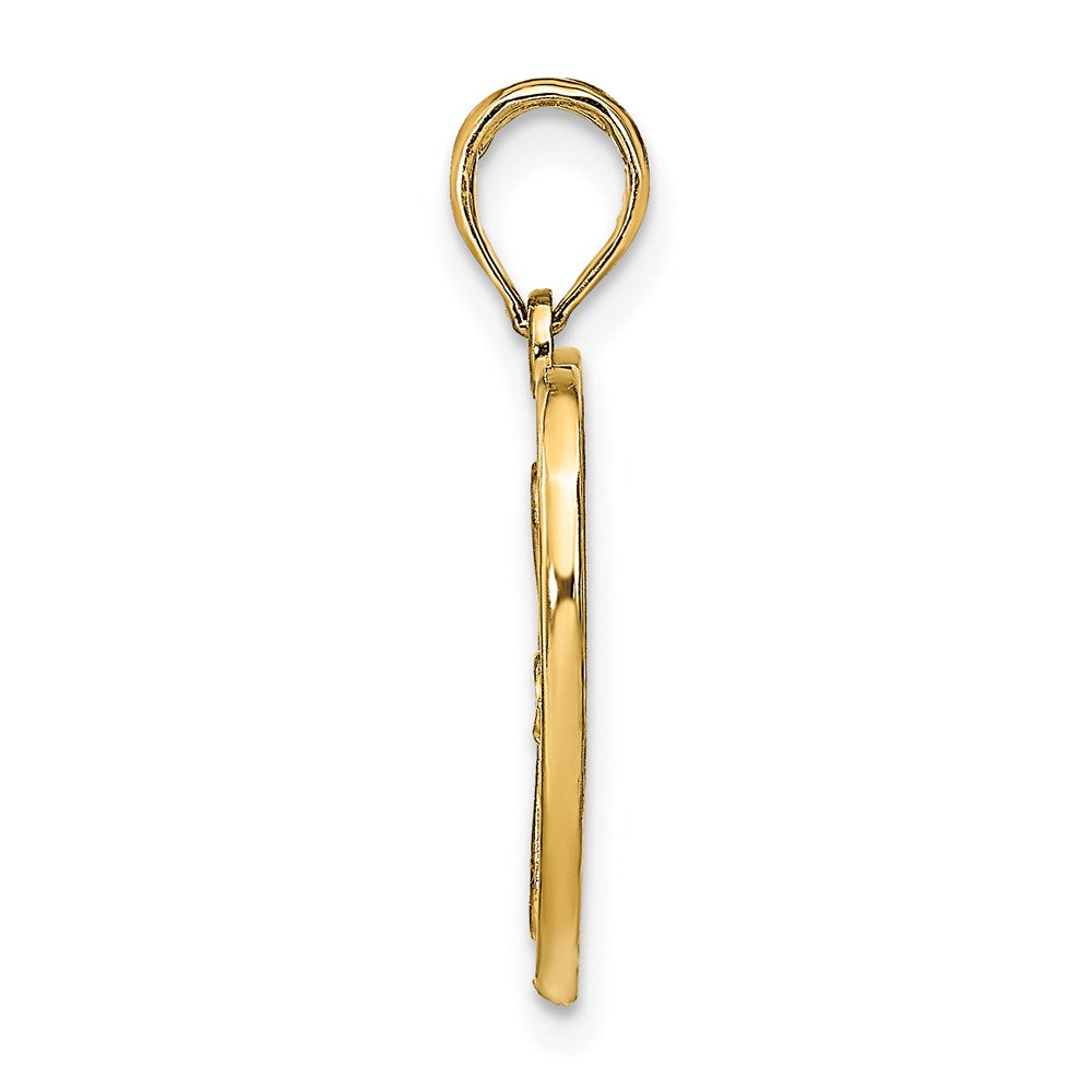 Million Charms 14K Yellow Gold Themed With Rhodium-Plated Beaded Filigree Fashion Heart Charm